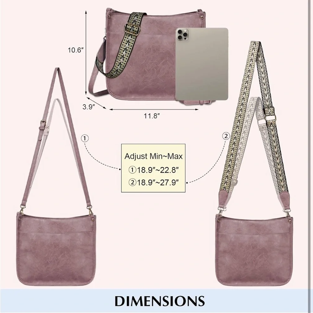 Pink large crossbody tote Bag